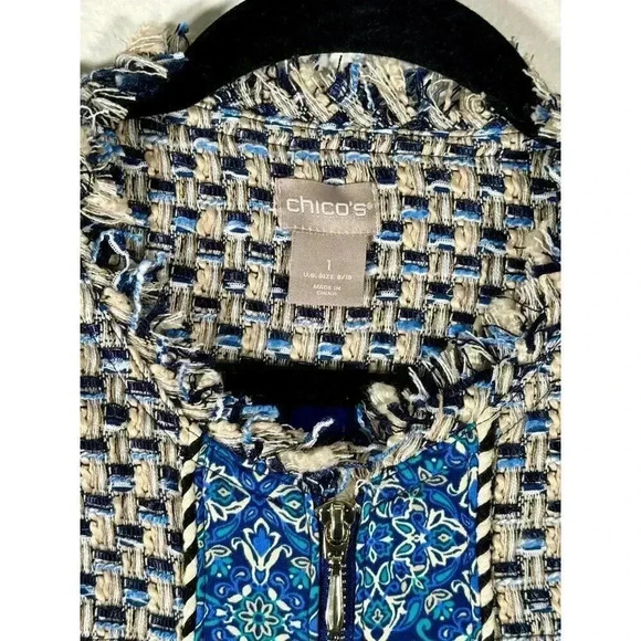 Chico's Tweed Jacket Size 1. Zip Front, lightweight - Picture 6 of 7
